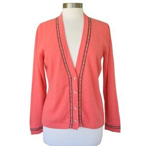 J. McLaughlin Coral Bead Embellished Wool Angora Cardigan Sweater